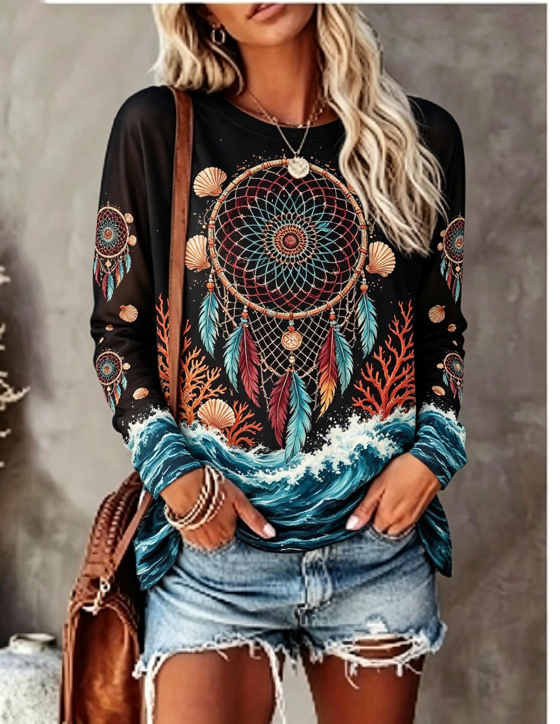 Wallpaper - T-shirt da donna a maniche lunghe