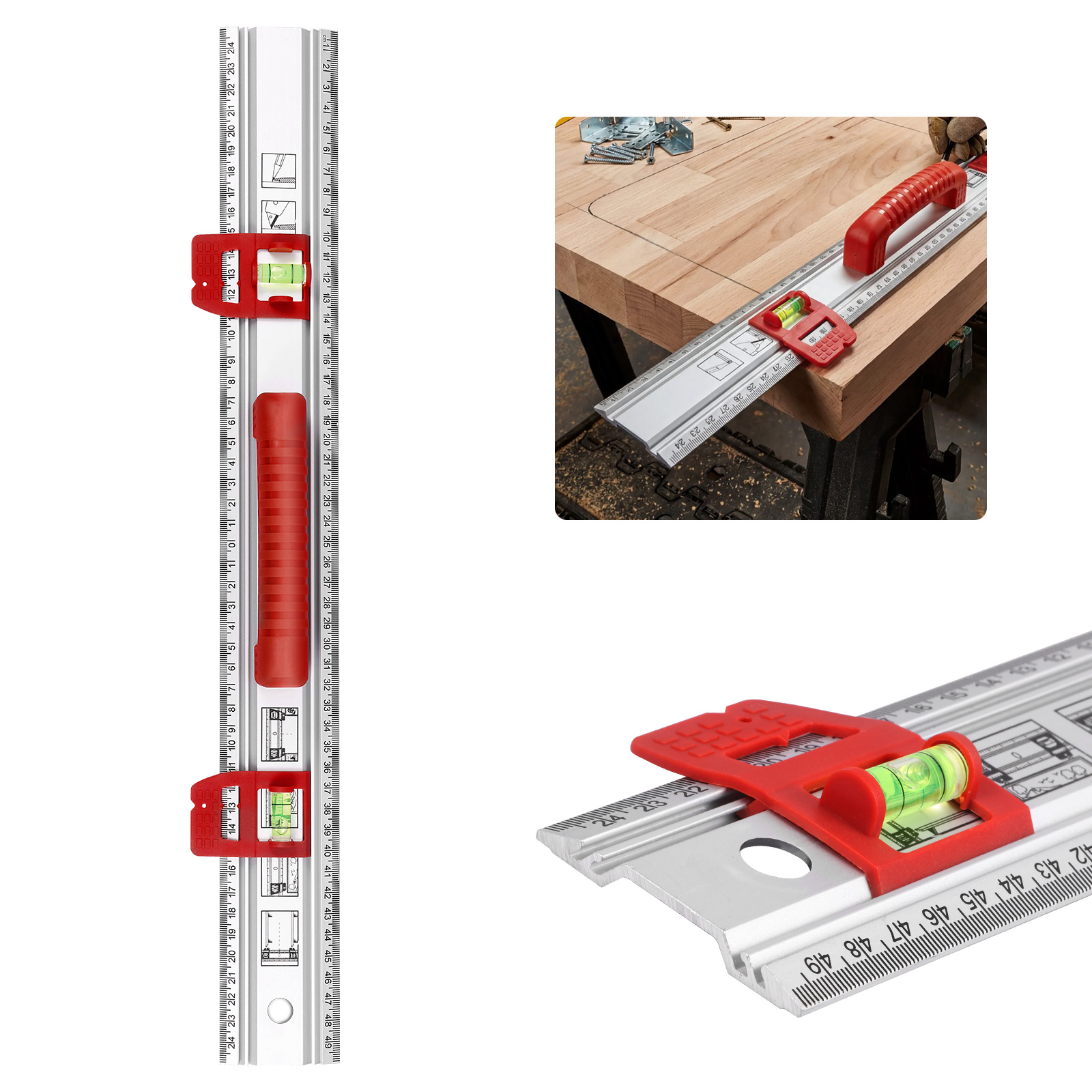 Home Improvement Mark - Righello Livellatore in Alluminio con Guida