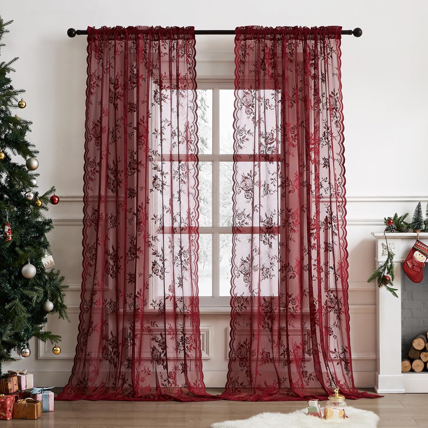 1 Tenda in Pizzo Bordeaux, Lun - Curtain Rods recensione e prezzo